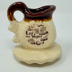 Vintage Las Vegas Casino Theme Souvenir Ceramic Mini Pitcher Toothpick Holder